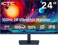 KTC Moniteur PC, 24 Pouces, HDMI2.0/DP/Earphone pour Les Jeux et Le Travail de Bureau H24T27, Ecran PC 24 Pouces, HDMI2 H24T27, 100Hz, 122% sRGB