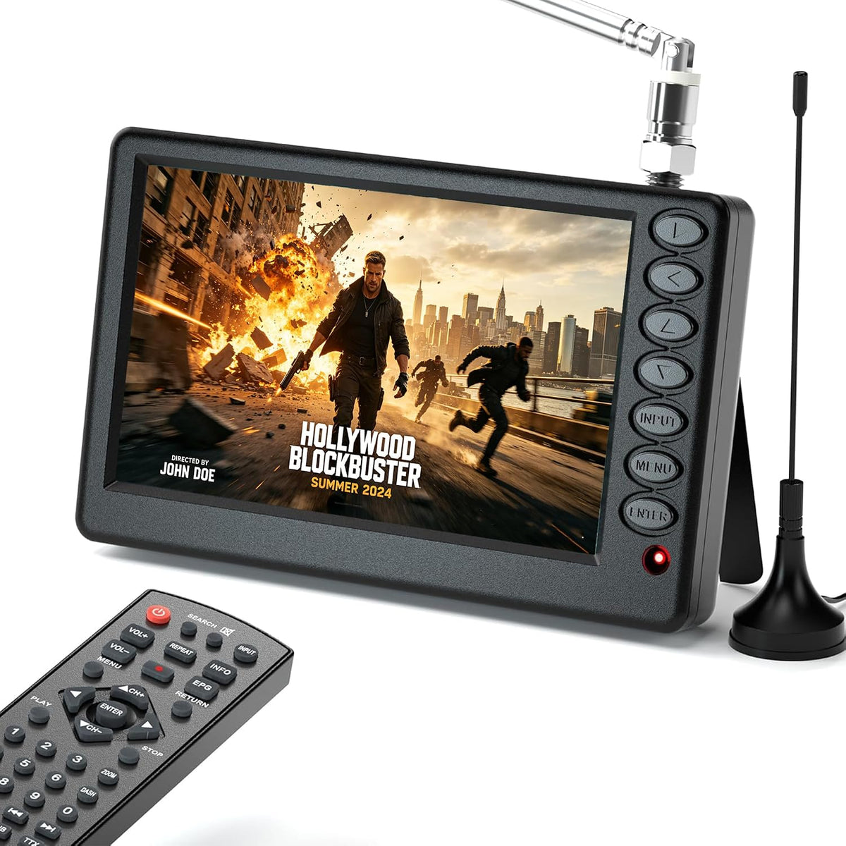 Téléviseur portable, 5 pouces, télécommande, Mini TV portable de 5 pouces pour voiture, VQP, 12, 7 cm, 1 W, 1500 mAh, éclairage LED