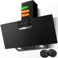 SNDOAS Hotte aspirante, 90 cm, éclairage LED, verre, 65 dB, 3 vitesses, 800 m3/h, 2 × 400mm, 60cm, 150mm, réglable, commande tactile