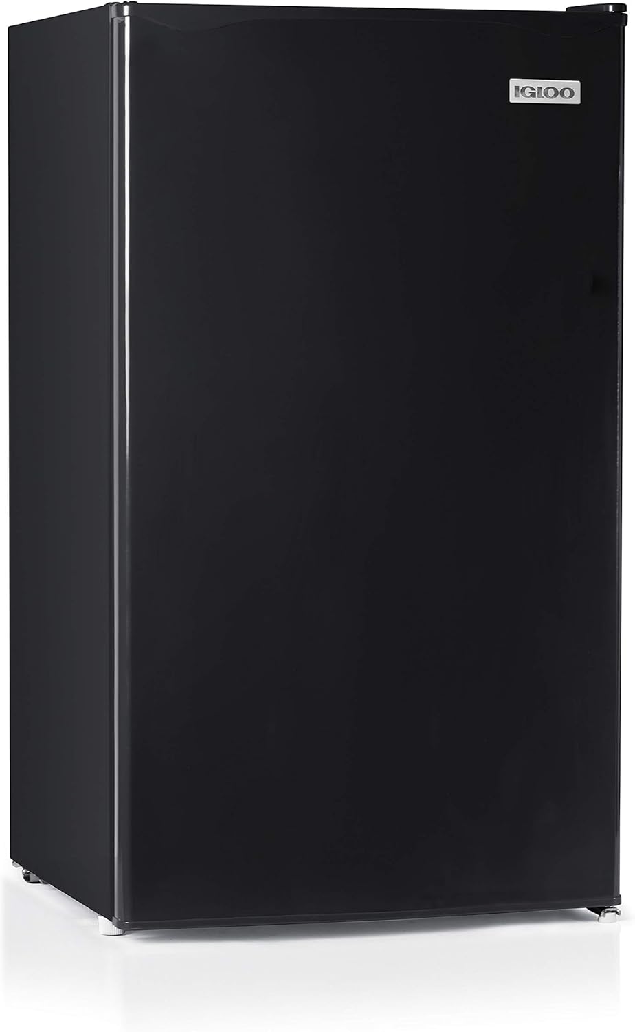 Igloo Mini-réfrigérateur 3,2 pi³ avec congélateur, thermostat réglable 0 à 10 °C, clayettes coulissantes, noir