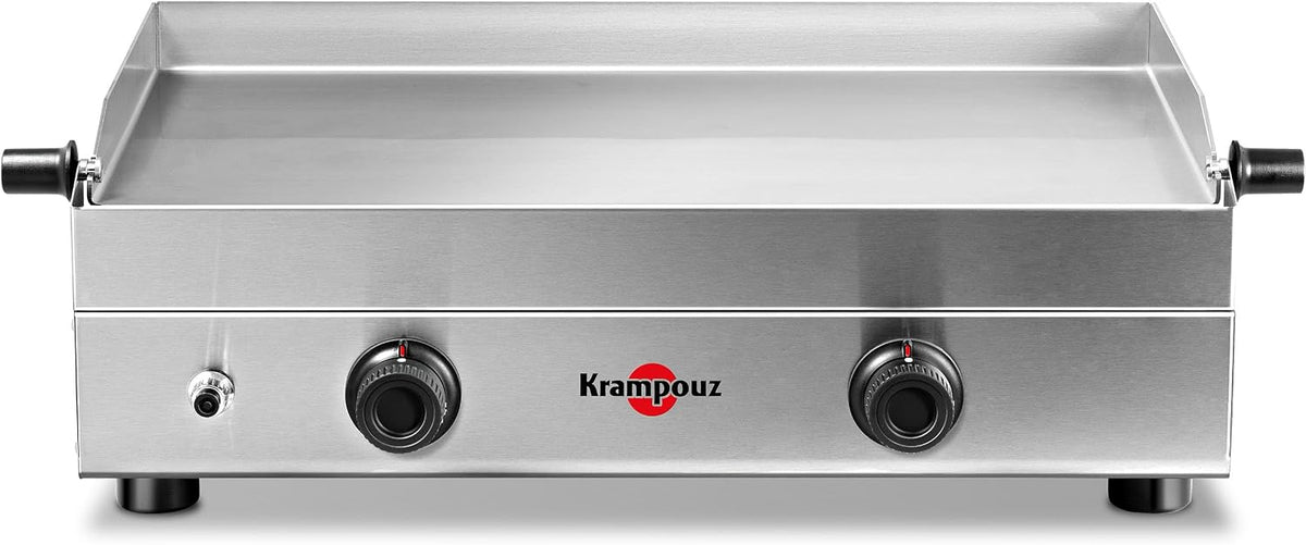 Plaque de cuisson, 2 Brûleurs en Acier Inoxydable, réglable, 64 × 33 cm, Krampouz, 75 × 43 × 23 cm, 1700 W, PFSV2MA-KR, 2 Zones, 300 °C, 3400 Watts