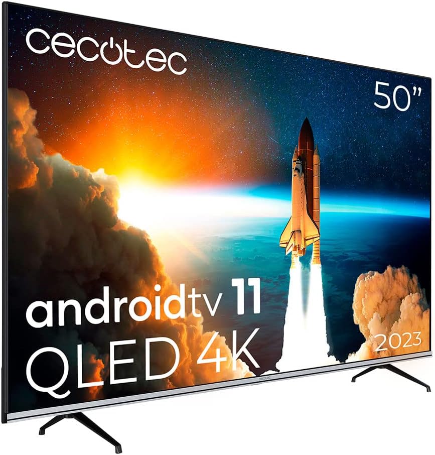 Cecotec VQU10050S Téléviseur, 4K UHD, HDR10, Android 11, modèle 2023, QLED, Dolby Vision, Dolby Atmos, Android TV, Frameles Design