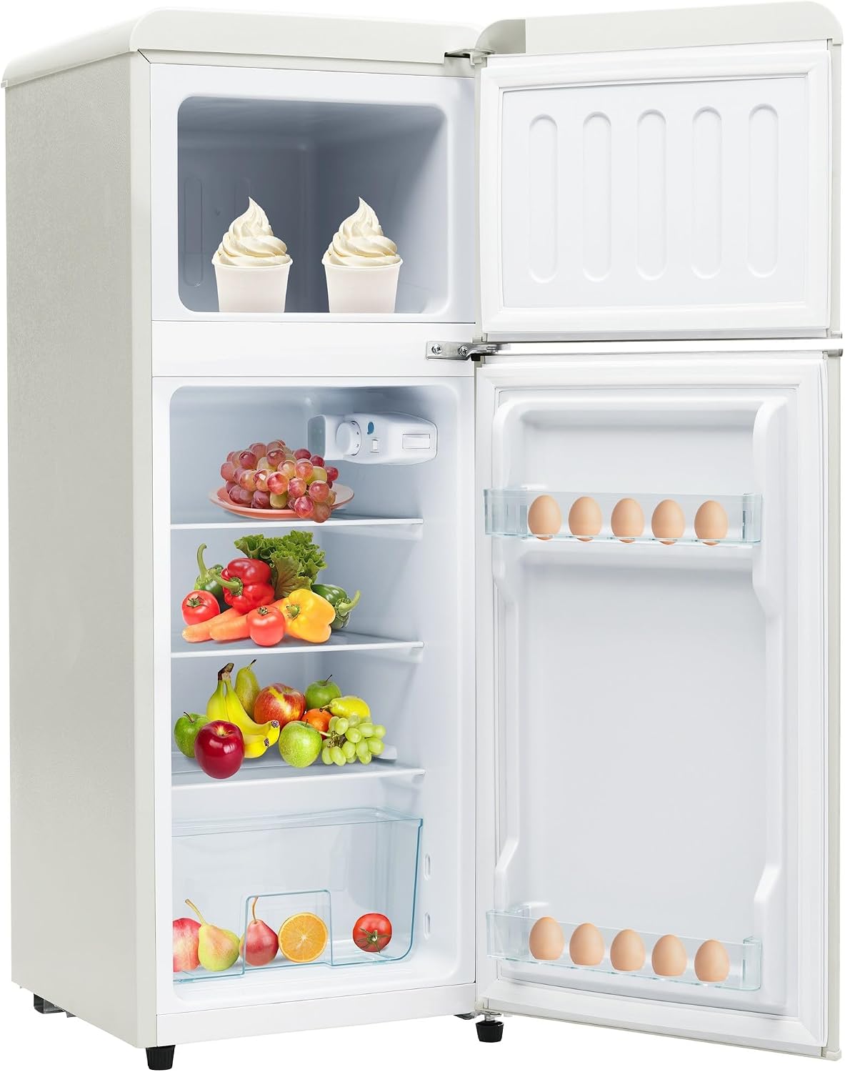 ZWJABYY Réfrigérateur, 45 dB, avec un volume total de 92 litres, 105.5cm, 41cm, 105.5cm de haut, 41cm de large, éclairage LED, deux portes
