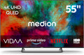 Téléviseur MEDION MD855602, télécommande, 138.8 cm, HDR10, Bluetooth, QLED, Dolby Vision, Dolby Atmos, Full HD