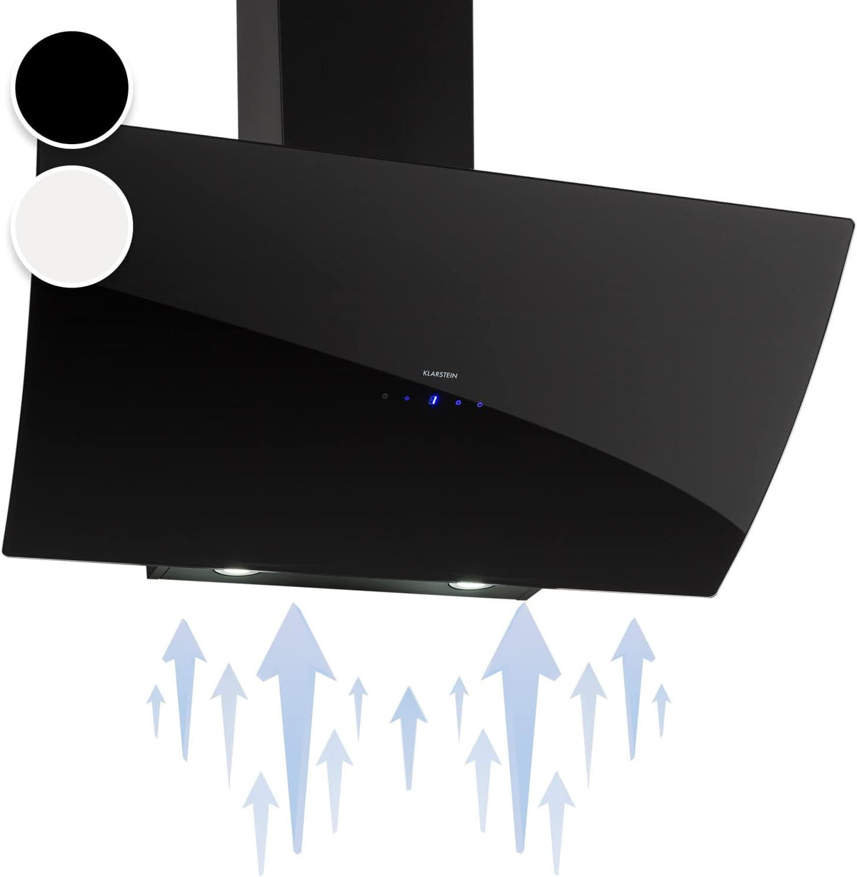 Hotte aspirante KLARSTEIN 641m3, Filtre de Hotte en Aluminium, éclairage LED, 90 cm, Hottes de Cuisine Inclinées, 3 modes, 3 vitesses, 90cm
