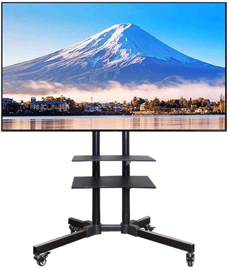 Support TV sur pied, Support réglable au sol pour téléviseurs grand écran, éclairage LED, portable, Support TV mobile pour TV incurvé