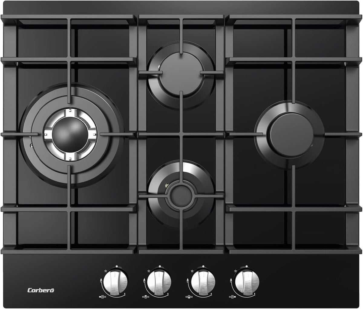 Corbero CPCGM4F4126N Plaque de cuisson, 4 000 W, verre, 60 cm, 52 cm, 8, 05 kW, 4 zones, 8, 5 kW