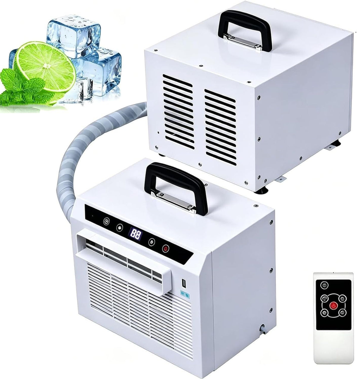 GLBMXDD 5-meterconnectingpipe Climatiseur, idéal pour le camping avec télécommande et minuterie 12 h. pour tente, 3000 BTU, portable