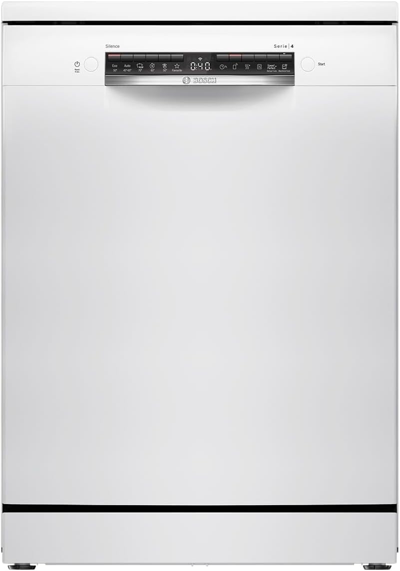 Bosch Lave-vaisselle, 5 cm, pliable, acier inoxydable, 46 dB, 45 dB, 3 niveaux, SMS4HVW00E, 14 couverts, 50 °C, 65 °C, 70 °C