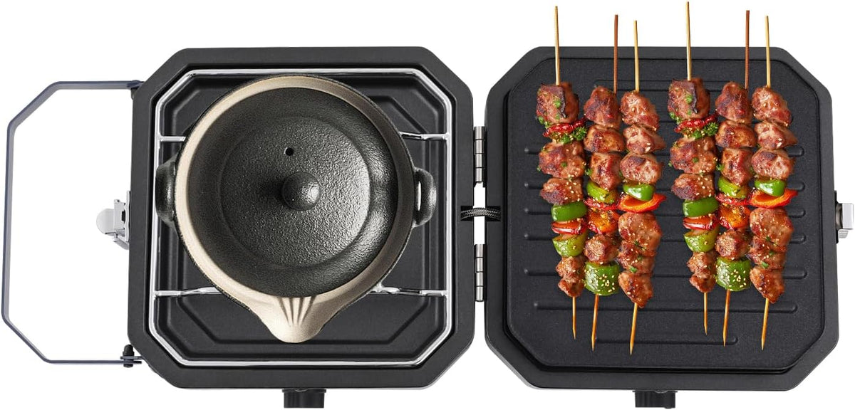 Plaque de cuisson, acier inoxydable, Pour Cuisine Familiale, pliable, 2 Brûleurs, GAOUSD, réglable, Puissance de Feu Réglable, portable, Barbecue