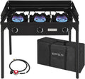 ROVSUN Réchaud à gaz propane d'extérieur, pare-vent amovible, régulateur 0–20 psi, sac de transport et pieds démontables