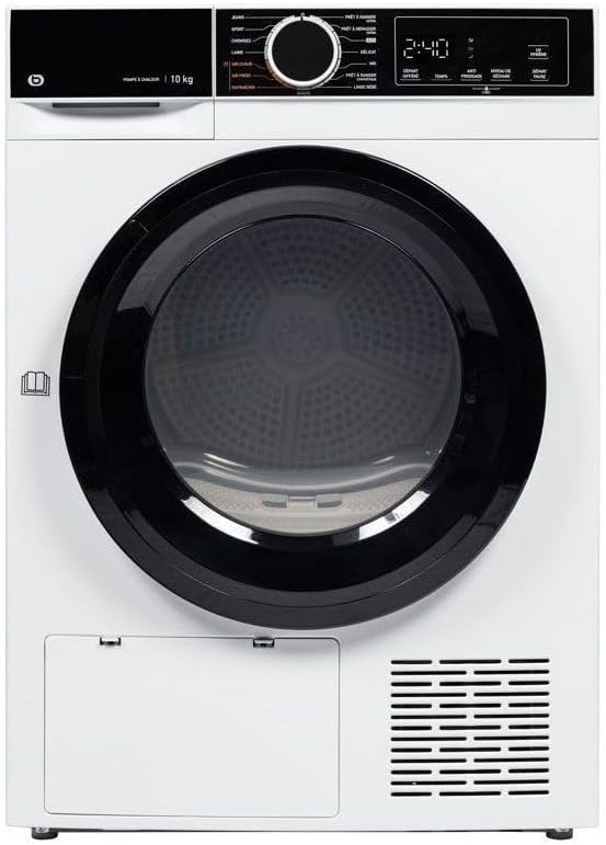 Sèche-linge avec pompe à chaleur, 67.5 × 88.5 × 70.5 cm, acier inoxydable, Essentiel B, 65 db, ESLHP10-3b, 10kg, pose libre