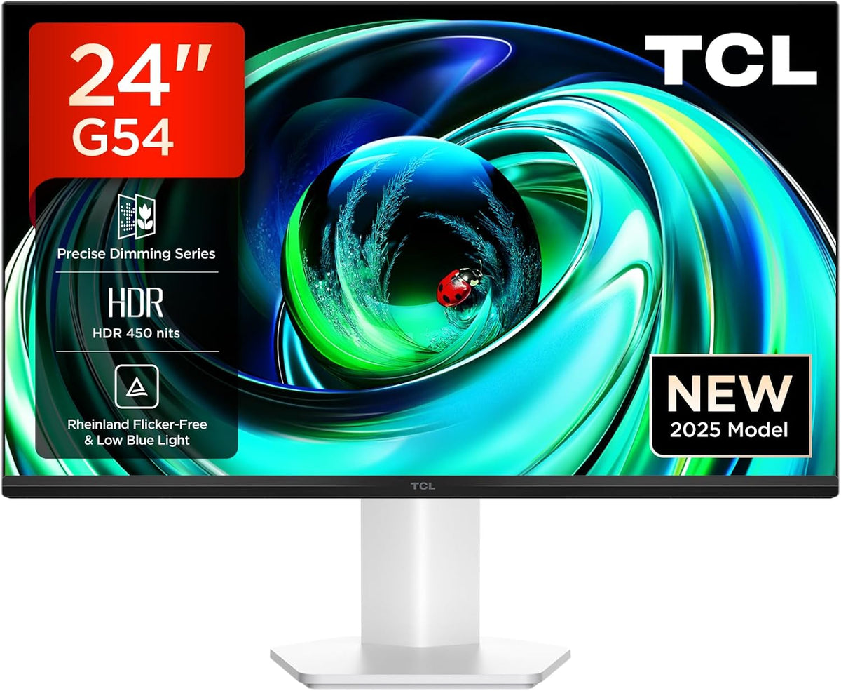 Moniteur PC TCL 24G54, éclairage LED, certifié TÜV Rheinland antiscintillement & Faible lumière Bleue, 100 Hz, 450 nits, HDR 400, réglable, Full HD
