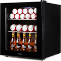 PRIMO PR178BC Mini réfrigérateur, 42 dB, éclairage LED, verre, 46L, 2 étagères, PR178BC Réfrigérateur à boissons, réglable, Noir, pose libre