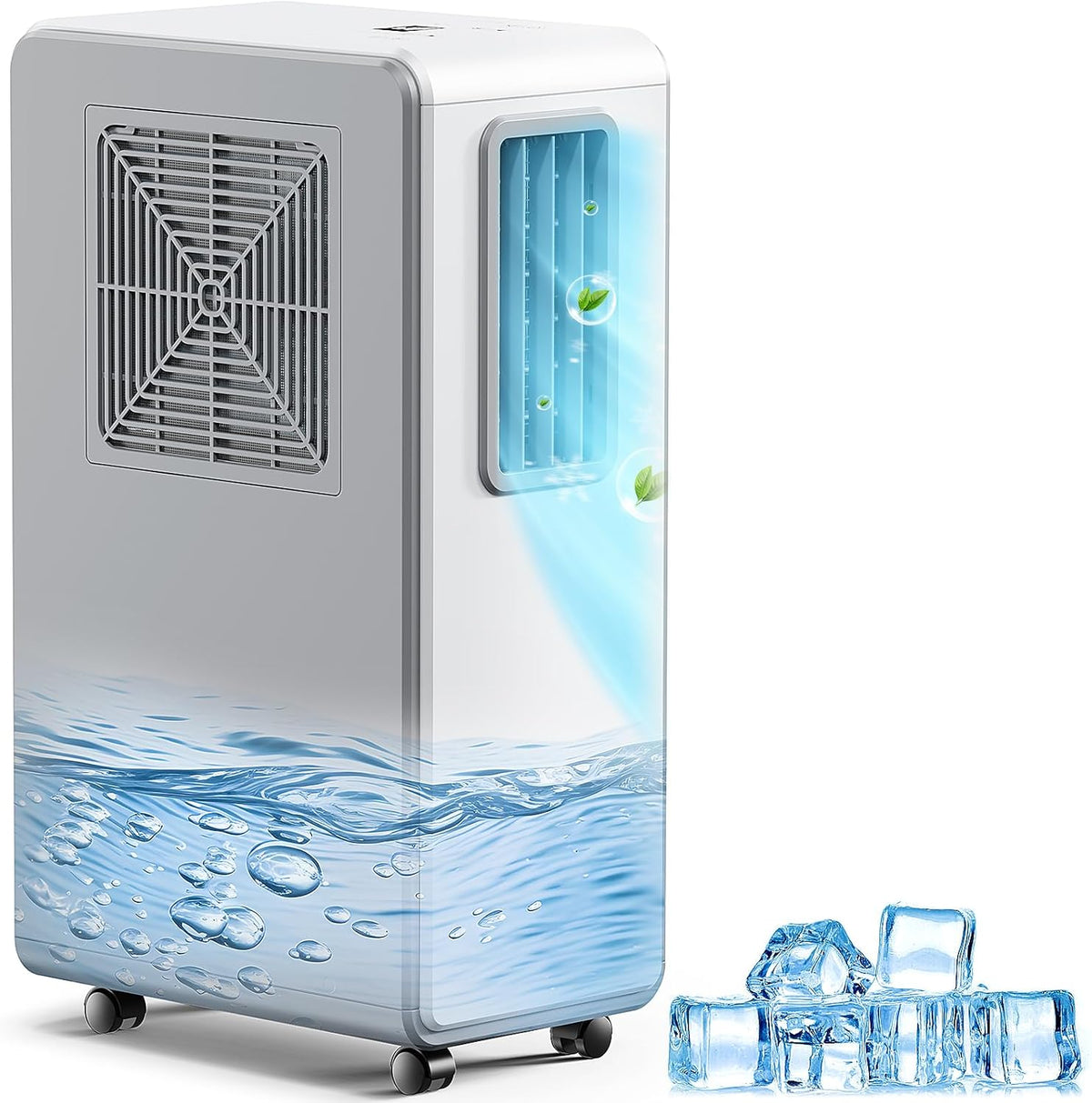 MaidellAir Climatiseur, réglable, 3 Vitesses, pour Maison, 9000 BTU, 1°C, 30°C, 3 Fonctions, Minuterie 24h, Blanc pur, portable, réservoir d'eau