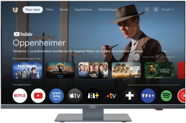 Antarion Téléviseur, 13 W, Bluetooth, 19 pouces, 47cm, 220V, 12V, 24V, 13W, 12/24/220V, Wi-Fi, éclairage LED, Google TV