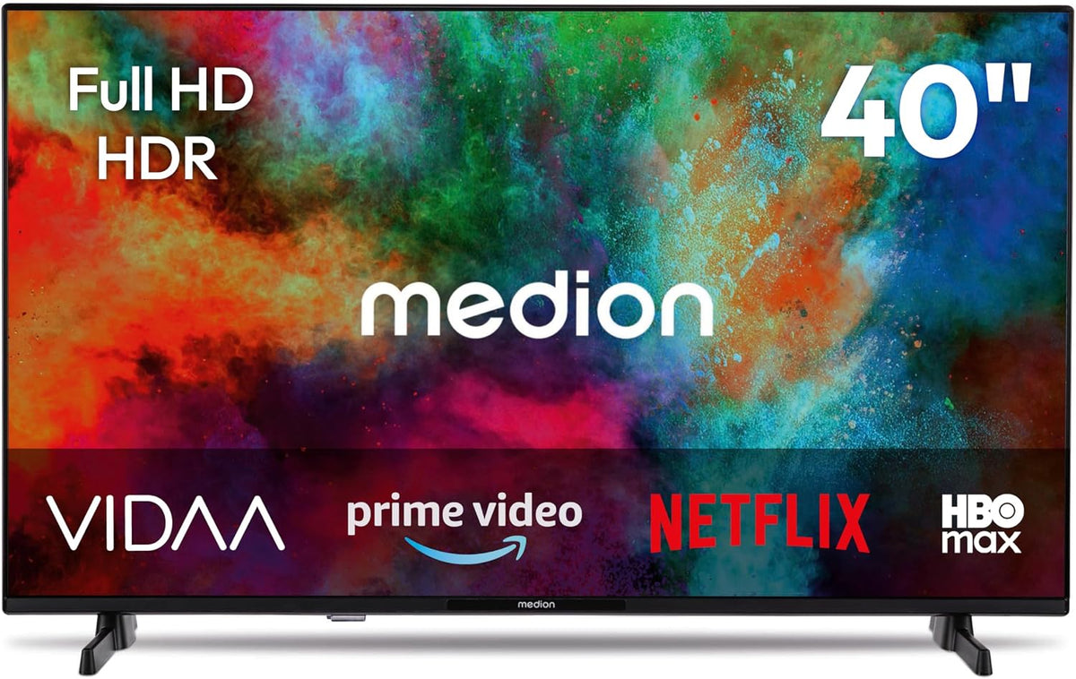 MEDION Téléviseur, 100, 3 cm, télécommande, 40 Pouces, MD 840101, Bluetooth, Wi-Fi, Full HD, HDR, VIDAA Store, Netflix, Prime Video