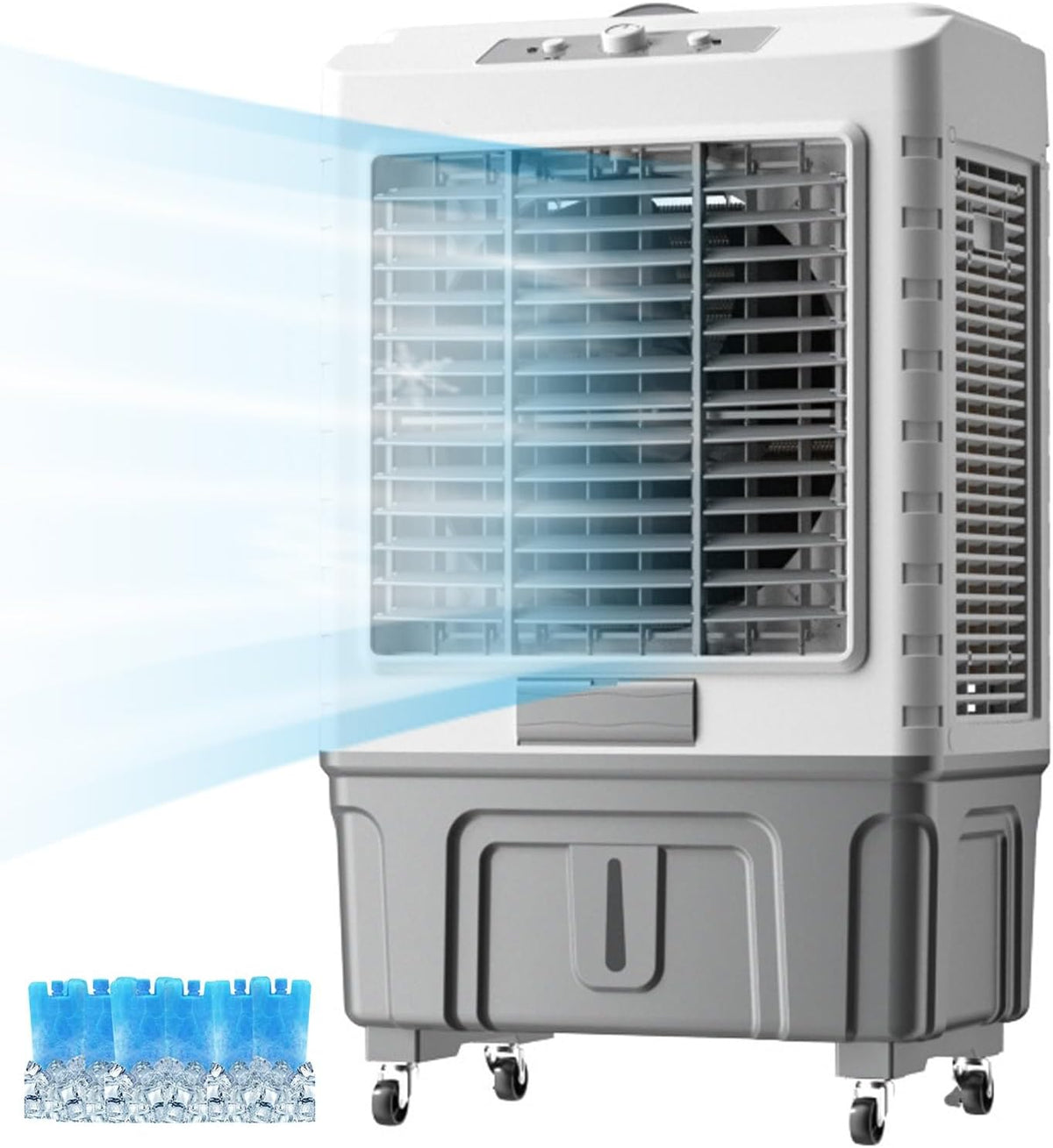 Rafraîchisseur d'air par évaporation, pour une utilisation en extérieur et en intérieur, 55 L, 3 vitesses, 55 dB, réservoir de 55 L, portable