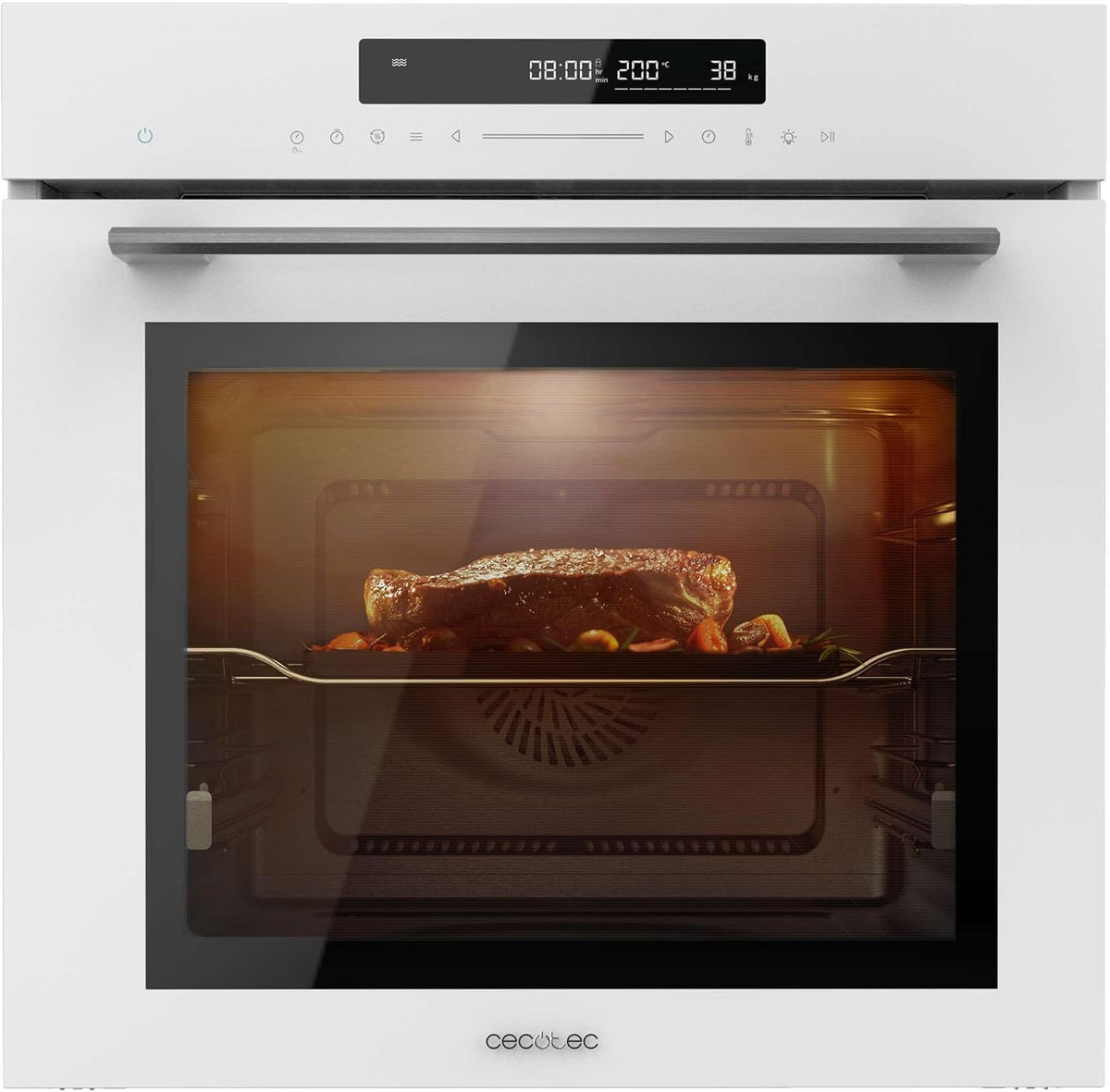 Four encastrable, verre, SM406000, Cecotec, Mode Eco, 60cm, 2900W, 72L, 12 Fonctions, minuterie, fonction vapeur, fonction gril, Steak Master