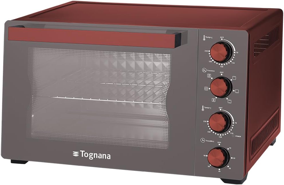 Tognana Mini four, 45 L, verre, Four électrique 45 L, Iridea, Verre aluminium-rouge