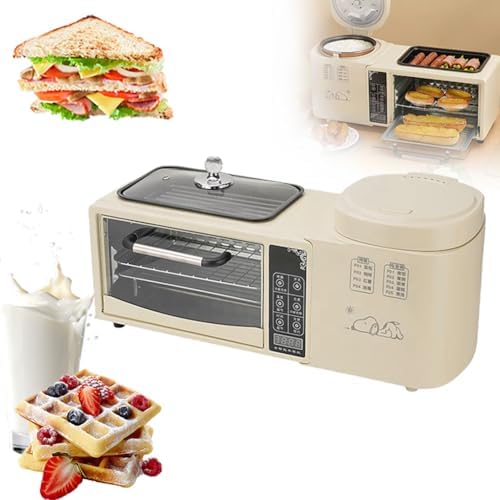 Mini four, 8 L, Appareil pour petit-déjeuner 4 en 1, XSDAJSD, 1 L, 51 × 24 × 21 cm, 600 W, 300 W, 1 050 W, four 2 couches 8 L, 50 Hz