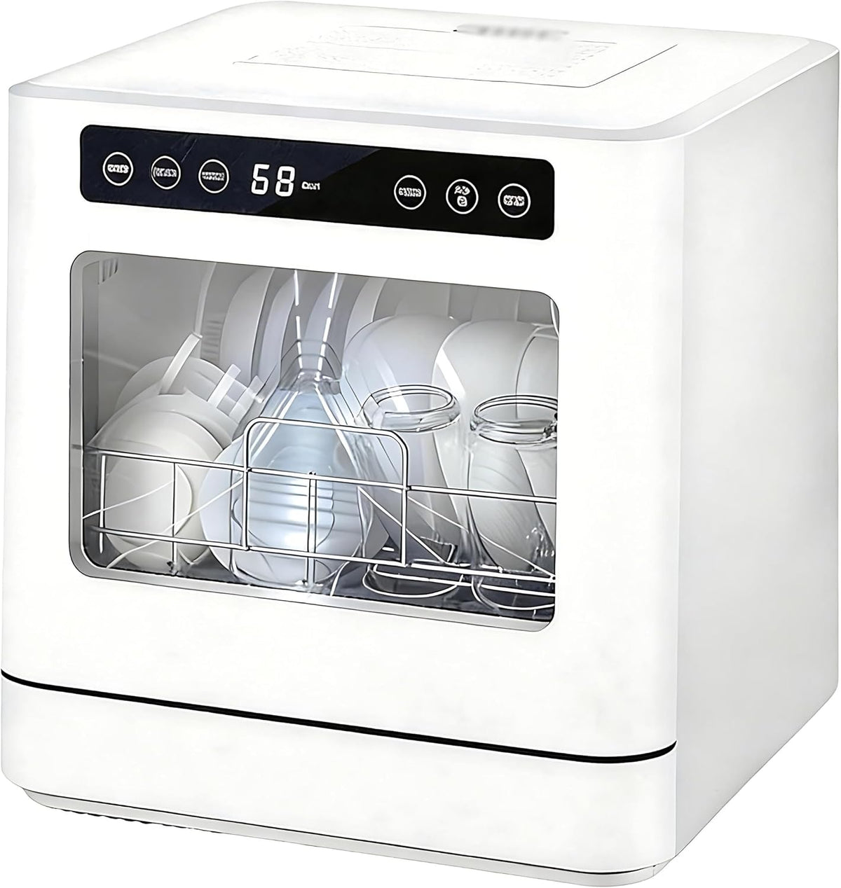 Lave-vaisselle QIUNAOZI, 43 cm, Convient pour 2 À 4 Personnes, 39 cm, 46 cm, Fonction Haute Température Et Séchage À L'air, 75 °C, 8 couverts