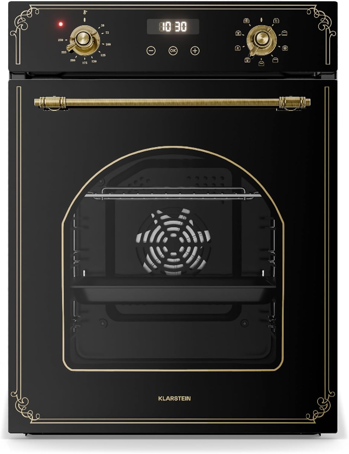 KLARSTEIN Four encastrable, 45 cm, Verre Trempé Noir, 49 L, 2000 W, 9 Fonctions, minuterie, chaleur tournante, Minuterie Numérique