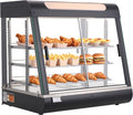 Chauffe-plat, 1200 W, éclairage LED, pour Présentation Hamburger Pizza Pain Poulet Frit, verre, VEVOR, 100 L, 3 Niveaux, 85 °C, 3 étagères