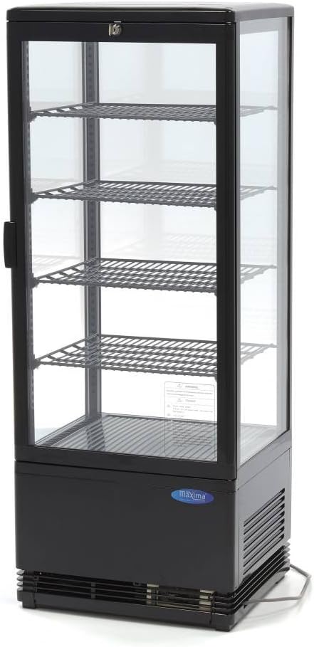 Maxima Réfrigérateur de présentation, 98 L, éclairage LED, 43 cm, 0 °C, 12 °C, réglable, Vitrine réfrigérée