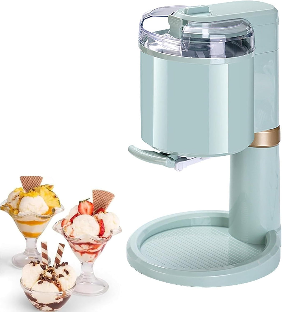 BNZCZY 2-en-1 Machine à glace italienne, Appareil à Desserts Congelés Compact pour Cuisine Maison, 18°C, Bar et Café