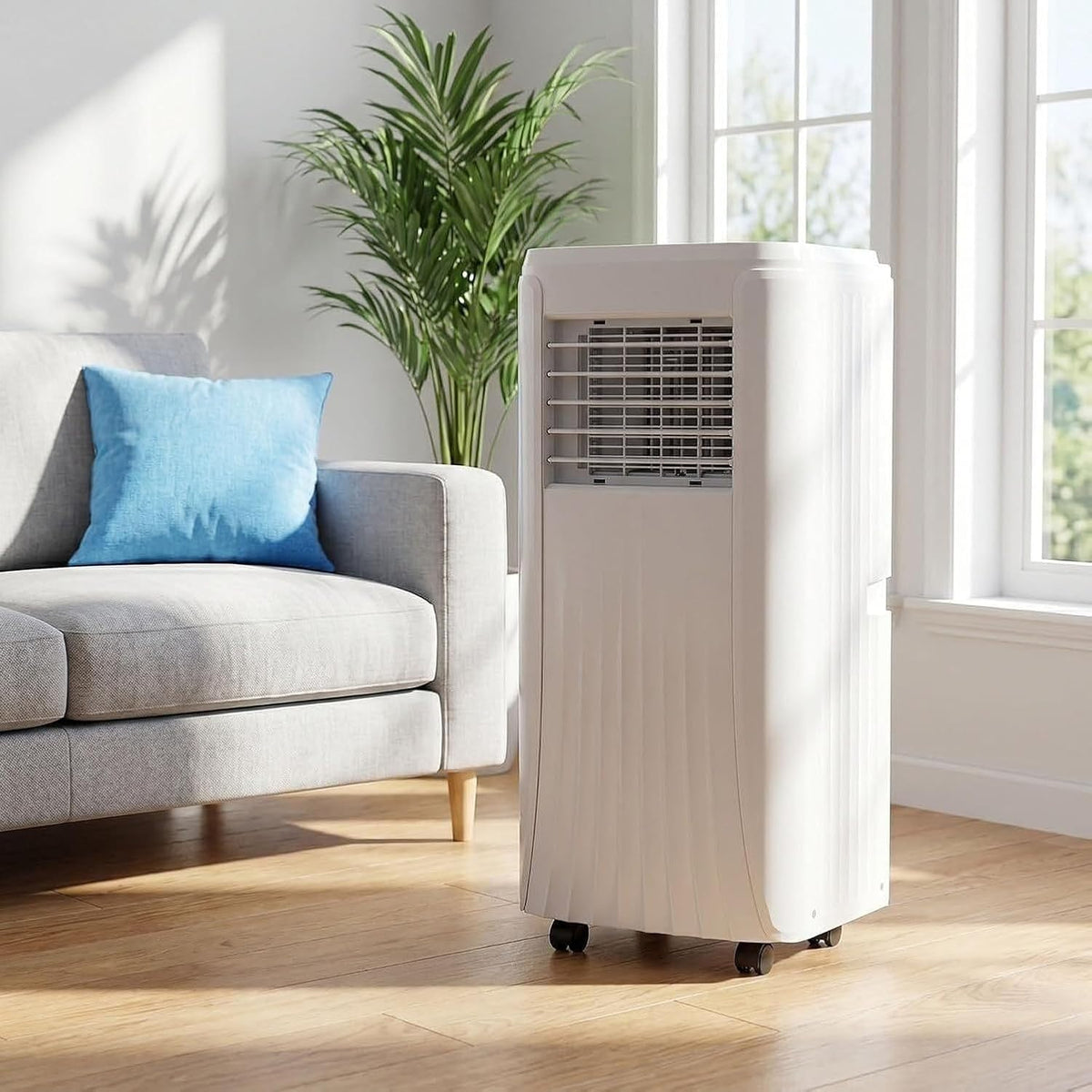 DAEFAG Climatiseur portable, 10000 BTU, Ventilateur et Télécommande pour Maison Bureau, 7000 Btu, Fiche UK 3 Bro, éclairage LED, réglable