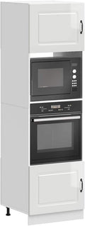 Holepyr Kalmar Lot de 2 colonnes de cuisine pour four et micro-ondes 60 × 57 × 207 cm, blanc brillant