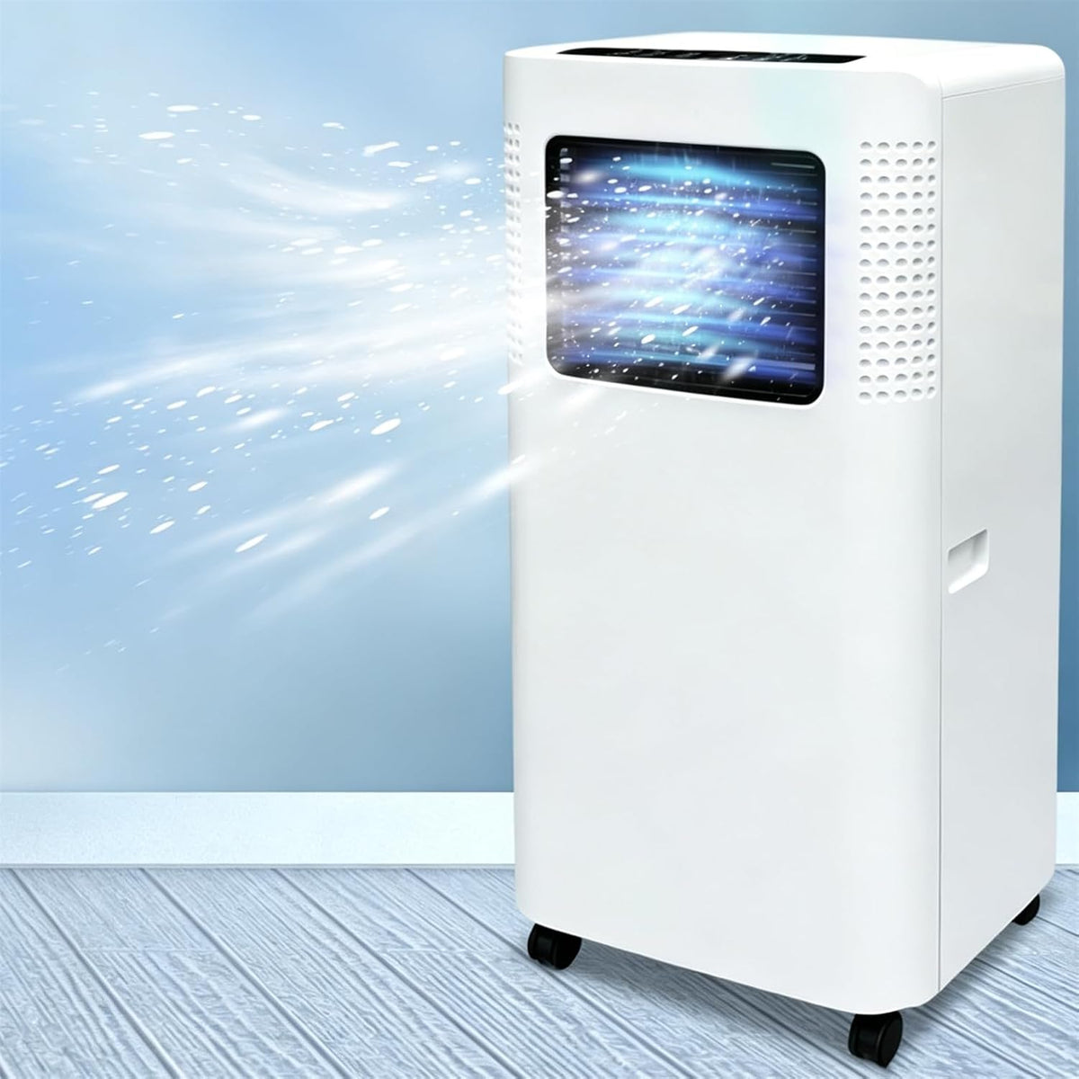 GYQSSD 4-En-1 300Pi2 Climatiseur portable, 8000 BTU, Pour Pièces De 300Pi2, télécommande, 42 dB, Avec Kit De Tuyau D'évacuation Pour Fenêtre 1P