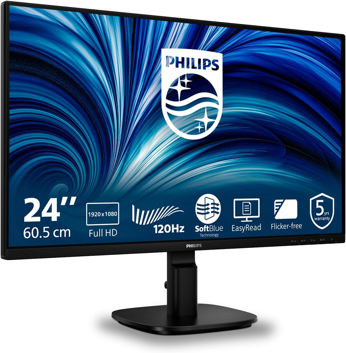 PHILIPS Moniteur PC, 24 Pouce, 120Hz, 120 Hz, 4ms GtG, Noir, Haut-parleurs
