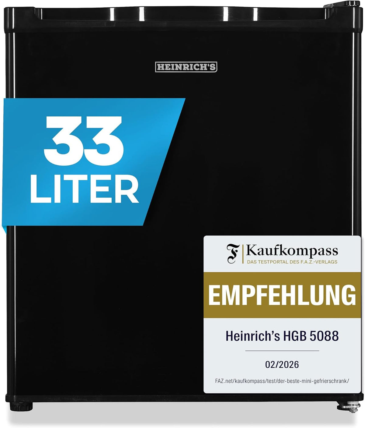 Heinrich ́s Congélateur, 33 l, pour bureau, 40 dB, 5 niveaux, 18 °C, Petit compact, Silencieux, Charnière de porte interchangeable