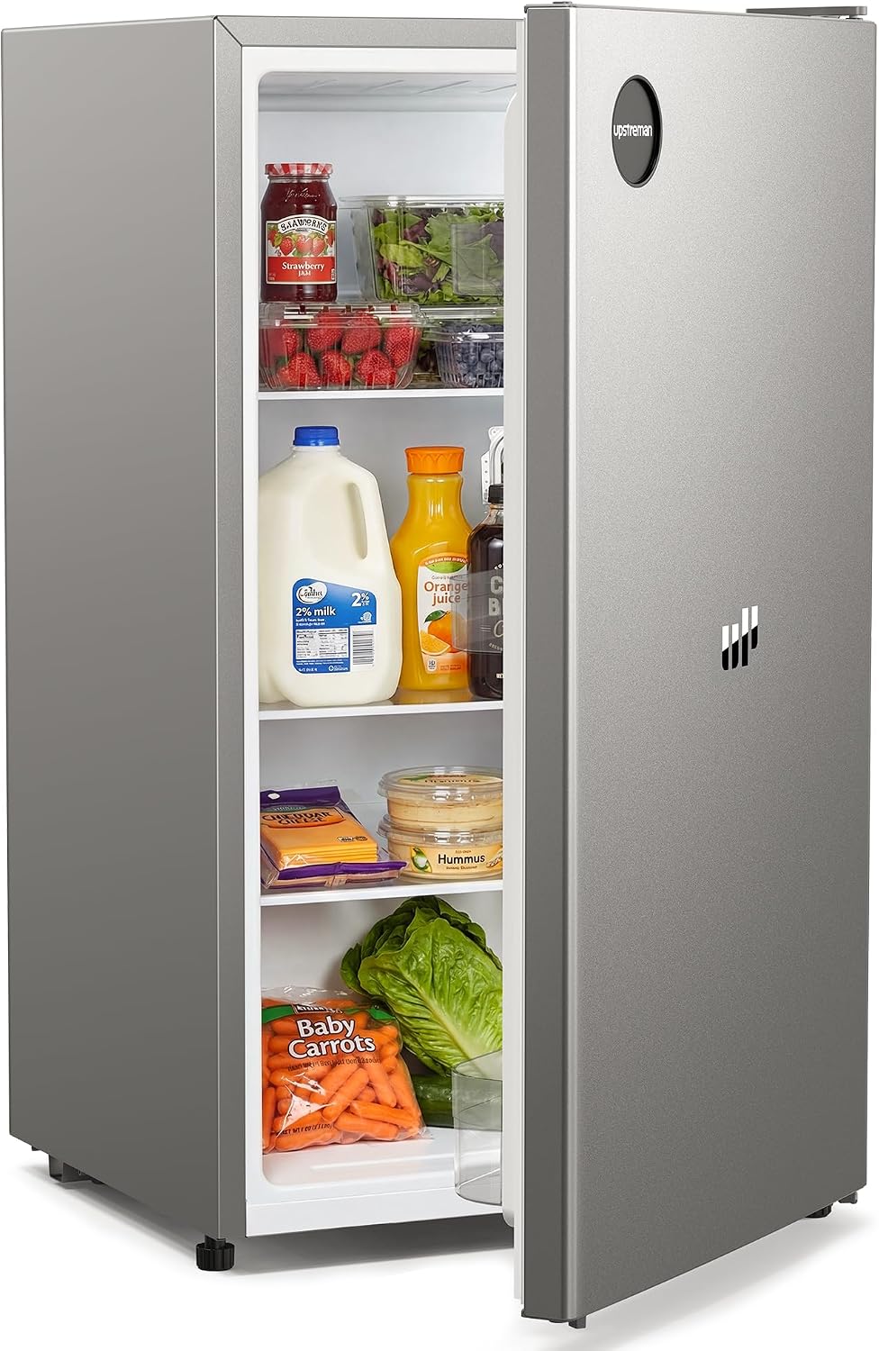 Upstreman CR91 Réfrigérateur, 40 dB, 91 Litres Petit Frigo sans Congélateur, acier inoxydable, Frigo Petit de Bureau, 83, 4 cm, 10°C