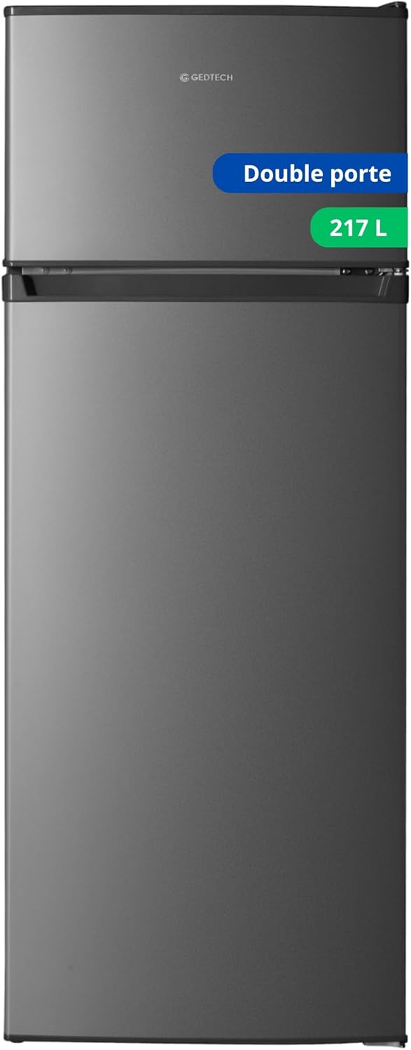 GEDTECH GE217DPSL Réfrigérateur, verre, 217L, GE217DPSL Argenté, capacité 217L, Classe E