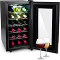 alpina Cave à vin, Température Réglable de 11°C à 22°C, verre, 50L, 18 Bouteilles, 3 bouteilles, 18 Bouteilles/50L, éclairage LED, Noir