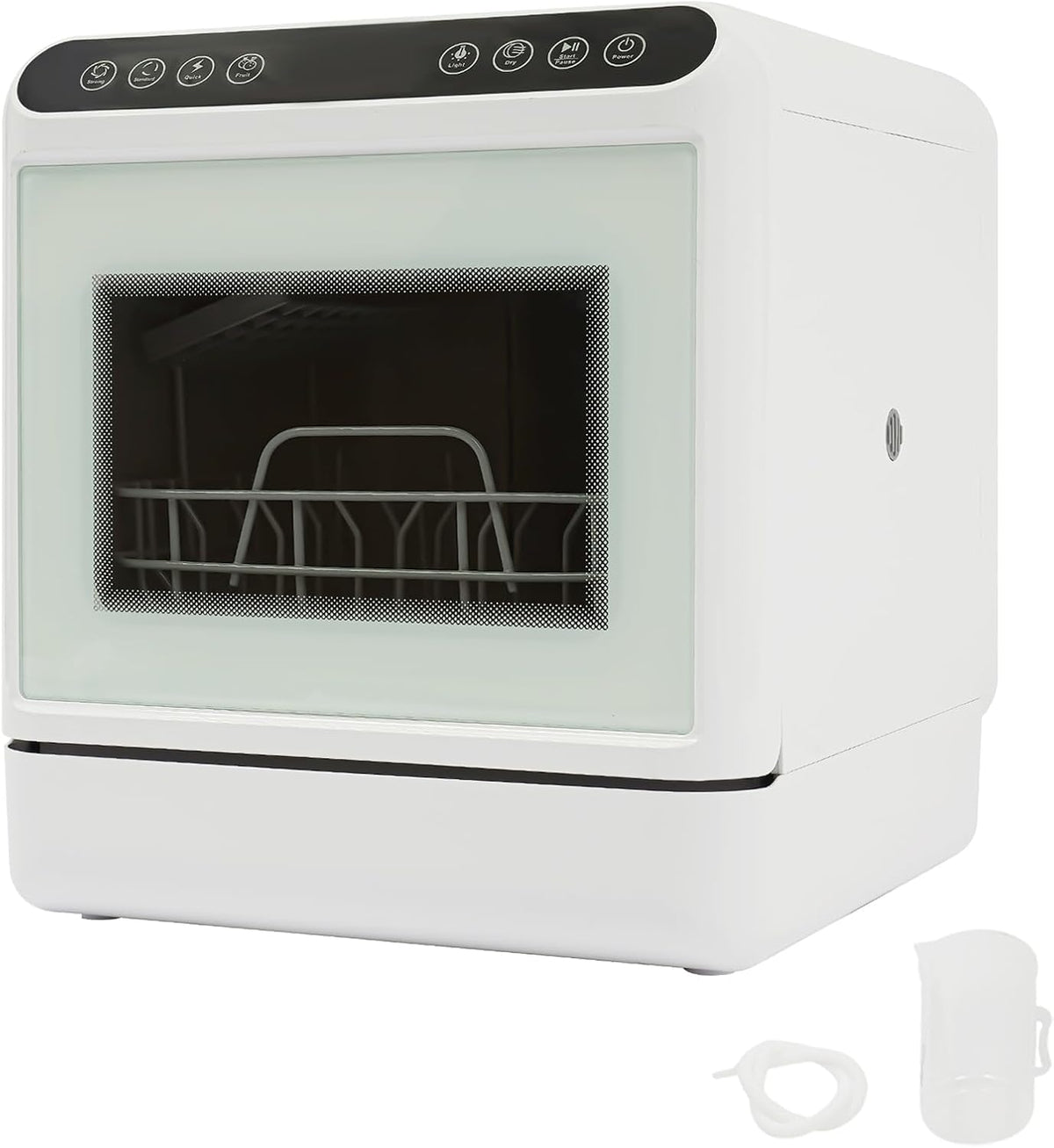 ROGONPDK Lave-vaisselle, 6 l, éclairage LED, verre, 1100 W, 72 °C, portable, réservoir d'eau, plateau de table portable, dortoirs