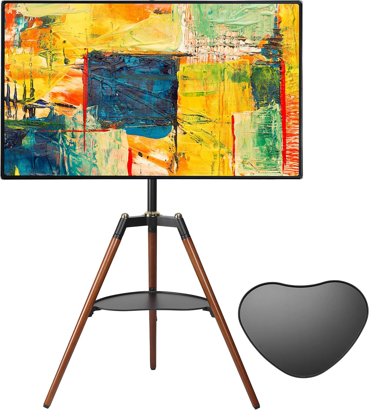 ETHU Support TV sur pied, 75 × 53 × 145 cm, télécommande, Support TV Trépied Bois 32-65' jusqu'à 40kg, 600 × 400 mm, 65 pouces