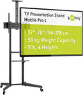 goobay Support TV sur pied, réglable, 70 Pouces, 1966 mm, 50 kg, 600 × 400 mm, 177, 8 cm, Pro L, 59508, portable