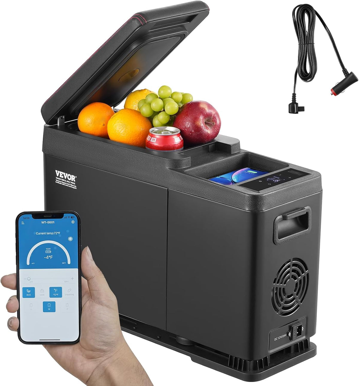 VEVOR Mini réfrigérateur, Mini Frigo d'Accoudoir de Voiture 12/24 V CC et 100-240 V CA, 8 L, -20 °C à 20 °C Réglable, 330 mL, 550 mL