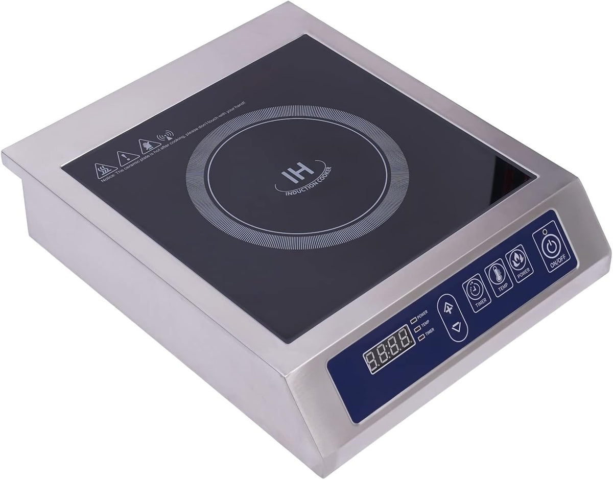 YEITBY Plaque à induction, pour braiser, 10 niveaux de chauffage avec protection contre la surchauffe, acier inoxydable, 240 V