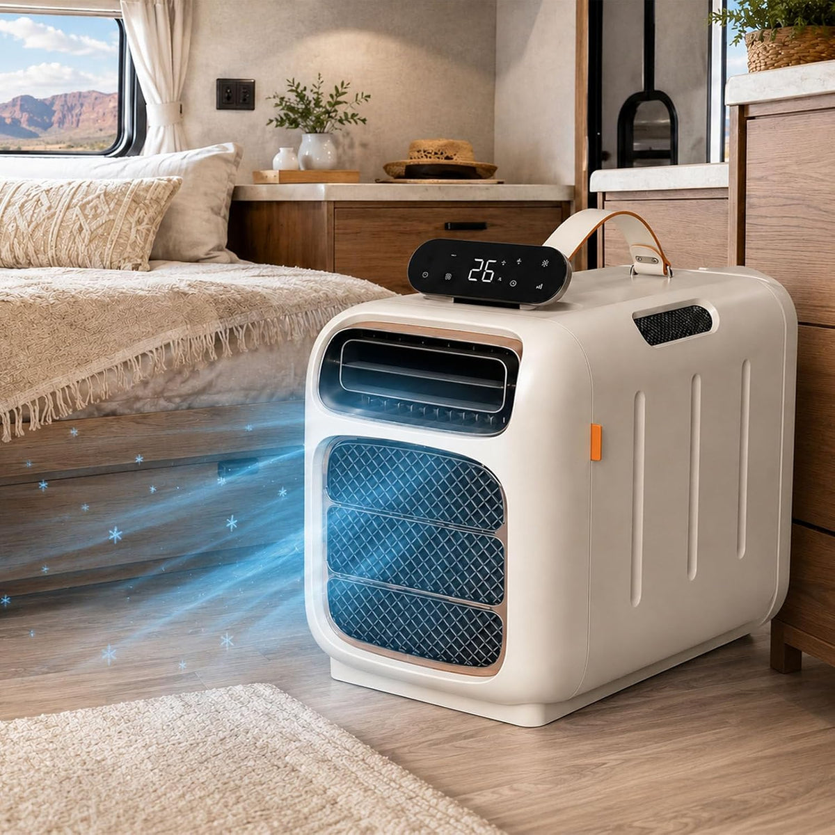 ErShangMao Climatiseur portable, 3 Vitesses, télécommande, Climatiseur De Camping avec Ventilateur, 4 700 BTU, 800 W, 450 W, 45 Db