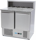 Réfrigérateur, 90 cm, acier inoxydable, réglable, Maxima, 2 portes, 10 °C, 32 °C, incl couvercle en acier inoxydable