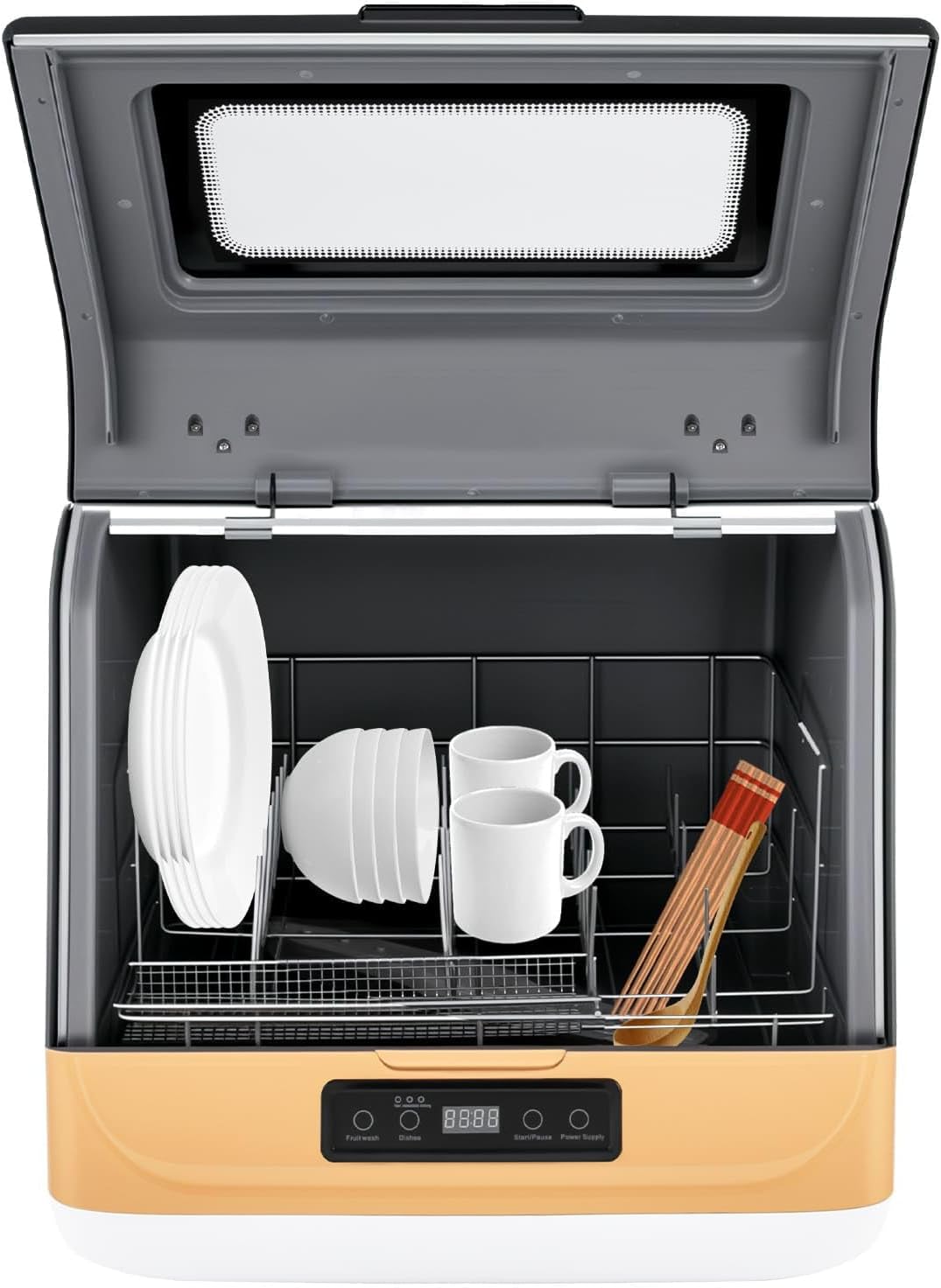 RjcdOPL 45x40x44 Lave-vaisselle, 45 × 40 × 44, 8 cm, Pour Petites Maisons, acier inoxydable, 3 Programmes, 6 Couverts, 55°C, 60°C, 65°C, portable