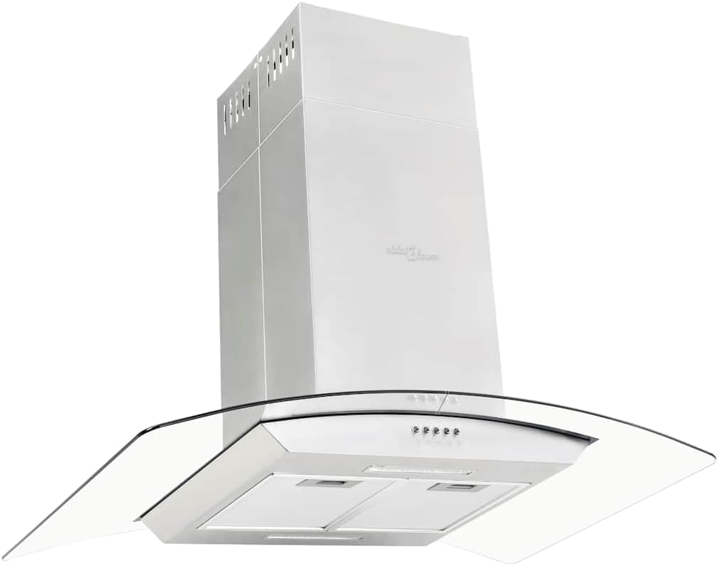 Hotte aspirante Solivagant, Hotte îlot 90 cm Acier Inoxydable 756 m3/h LED, 22 KG, 240 V, 180 W, 3 vitesses, 60 Hz, -0664, éclairage LED