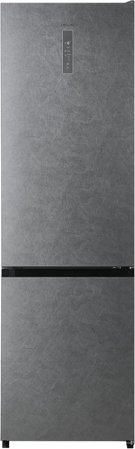 Réfrigérateur Cecotec, No Frost, 405 L, 37 dB, 200cm, 60cm, 60cm de Largeur, éclairage LED, Intérieur Elite Gris, moteur Inverter, porte réversible