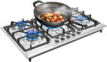 Plaque de cuisson Bdneygtyr, acier inoxydable, batterie D Piezo, 86 × 51 cm, pas pour la batterie, 73 × 48 cm, 1 kW, 5 brûleurs, pose libre