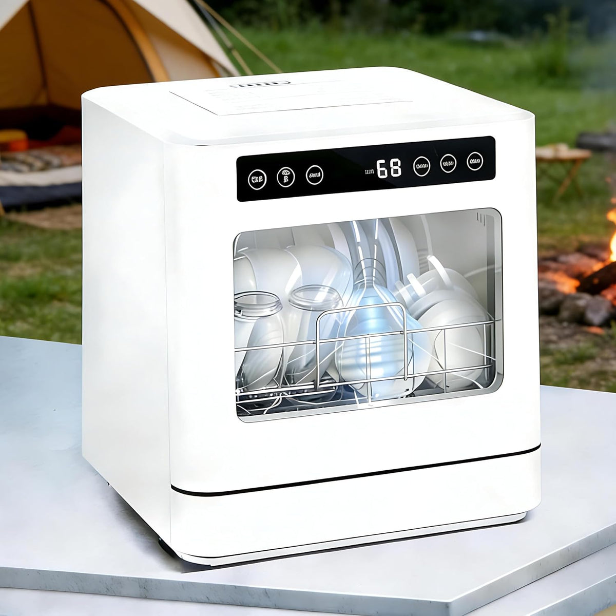 Lave-vaisselle QIUNAOZI, 43 cm, pour Appartements, 39 cm, 46 cm, 75 °C, 5 Programmes, 8 couverts, Lave 8 Bols Et Assiettes, portable
